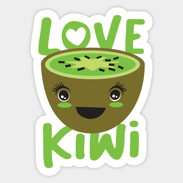 Love Kiwi Fruits with a cute kawaii illustration for Kiwi Lovers Sticker by Uncle Fred Design